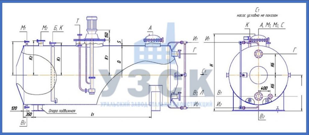 Чертеж емкости ГКК в Арзамасе